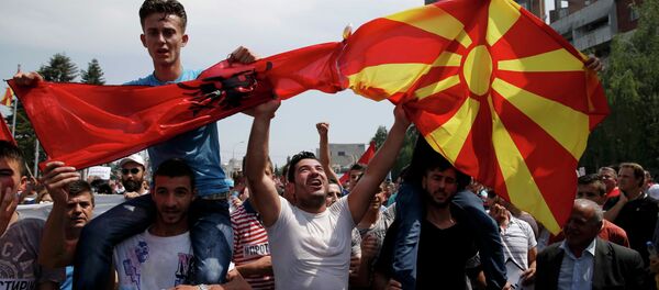 Protestas en Macedonia - Sputnik Mundo