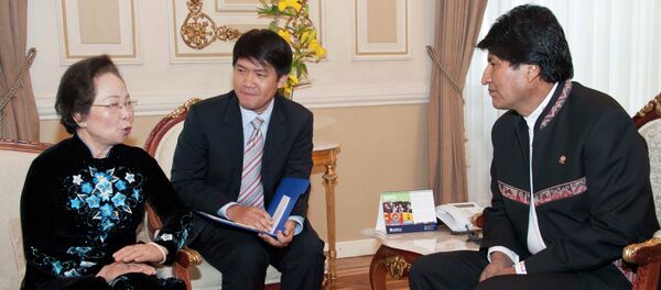 El presidente Evo Morales en reunión con la vicepresidenta de la República de Vietnam Nguyen Thi Doan, en Palacio de Gobierno - Sputnik Mundo