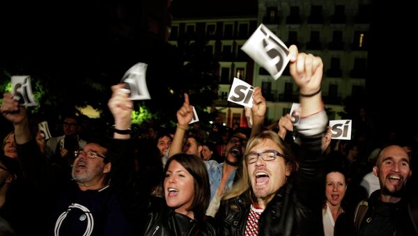 Los partidarios de Podemos en Madrid - Sputnik Mundo