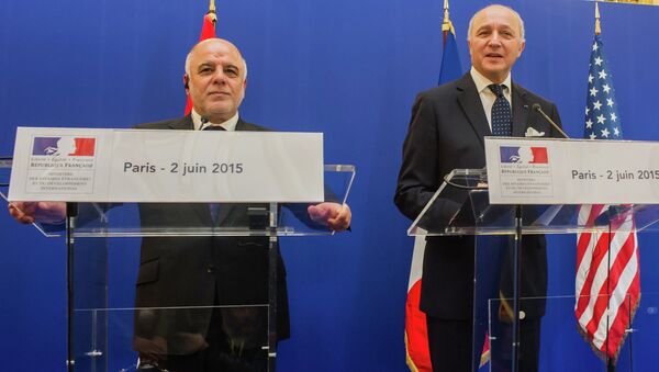 Haider al Abadi, primer ministro de Irak y Laurent Fabius, ministro de Asuntos Exteriores de Francia Haider al Abadi, primer ministro de Irak y Laurent Fabius, ministro de Asuntos Exteriores de Francia - Sputnik Mundo