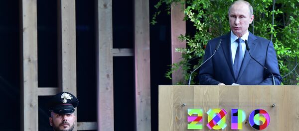 Presidente de Rusia, Vladímir Putin, en la inauguración del día de Rusia en la EXPO 2015 - Sputnik Mundo