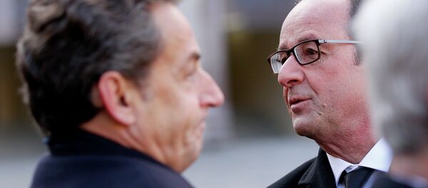 Expresidente de Francia, Nicolás Sarkozy y presidente francés, François Hollande - Sputnik Mundo