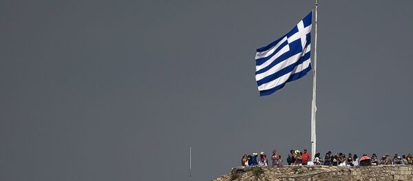 Bandera de Grecia en Acrópolis, Atenas, el 26 de junio, 2015 - Sputnik Mundo
