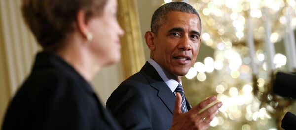 Presidente de EEUU, Barack Obama con la presidenta de Brasil, Dilma Rousseff - Sputnik Mundo
