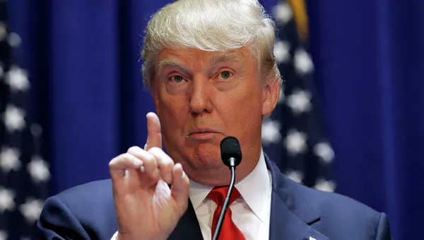 Donald Trump makes a point as he announces his campaign for the 2016 Republican presidential nomination 