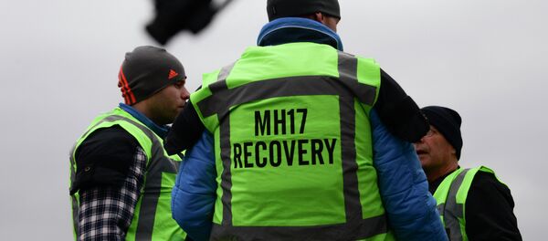 Los miembros del equipo de recuperación de vuelo MH17 en una de las áreas del accidente aéreo  - Sputnik Mundo