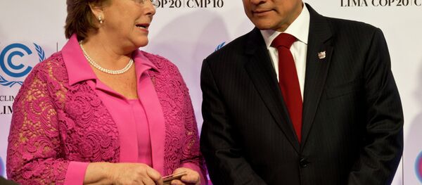 La presidenta de Chile,Michelle Bachelet, y el presidente de Perú,Ollanta Humala (archivo) - Sputnik Mundo
