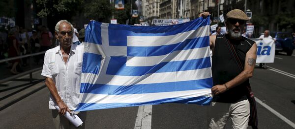 Manifestación en apoyo de Grecia en Madrid, el 5 de julio, 2015 - Sputnik Mundo