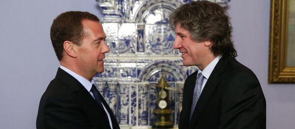 Primer ministro de Rusia, Dmitri Medvédev y vicepresidente de Argentina, el presidente del Senado, Amado Boudou - Sputnik Mundo