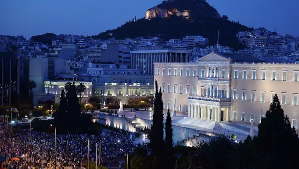 Protestas pro-euro frente al Parlamento de Grecia en Atenas - Sputnik Mundo
