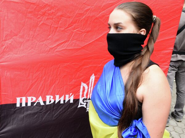 Mitin del grupo radical Pravy Sektor en Kiev - Sputnik Mundo