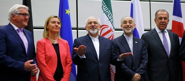 Participantes de las negociaciones sobre el programa nuclear iraní en Viena. 14 de julio de 2015 - Sputnik Mundo