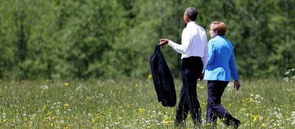 Barack Obama, presidente de EEUU, y Angela Merkel, canciller de Alemania, el 7 de junio, 2015 - Sputnik Mundo