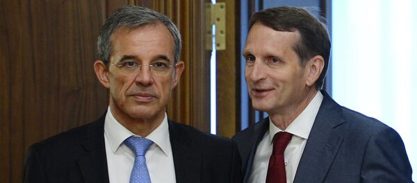 Copresidente de la asociación Diálogo Franco-Ruso, Thierry Mariani, y presidente de la Duma de Estado de Rusia, Serguéi Narishkin - Sputnik Mundo
