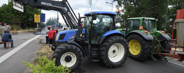 Agricultores franceses bloquean con sus tractores los pasos fronterizos con Alemania y España Agricultores franceses bloquean con sus tractores los pasos fronterizos con Alemania y España - Sputnik Mundo