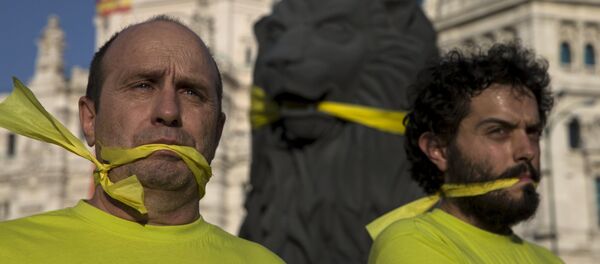 Protesta contra la Ley Mordaza en Madrid, el 30 de julio, 2015 - Sputnik Mundo