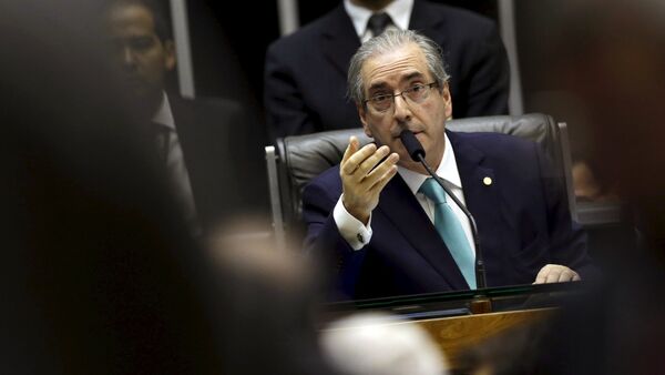 Eduardo Cunha, presidente de la Cámara de Diputados de Brasil, durante la sesión de la Cámara, el 6 de agosto, 2015 - Sputnik Mundo