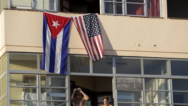 Banderas de Cuba y EEUU en La Habana - Sputnik Mundo