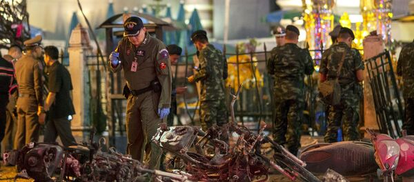 Lugar del explosión en el centro de Bangkok, Tailandia, el 17 de agosto, 2015 Lugar del explosión en el centro de Bangkok, Tailandia, el 17 de agosto, 2015 - Sputnik Mundo