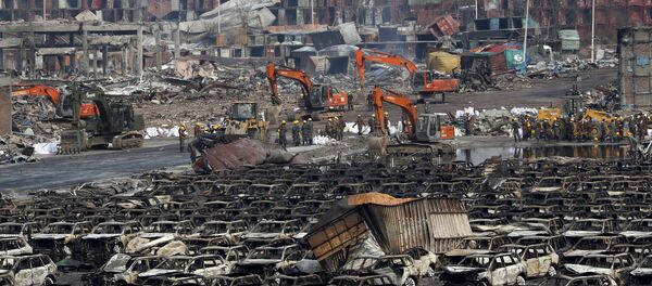 Lugar de explosiones en el distrito de Binhai en Tianjin, China, el 17 de agosto, 2015 - Sputnik Mundo