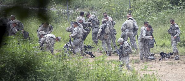 Soldados del ejército estadounidense durante los ejercicios Ulchi Freedom Guardian en Pocheon, Corea del Sur - Sputnik Mundo