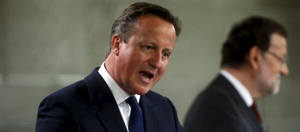 David Cameron, primer ministro de Gran Bretaña, durante la rueda de prensa conjunta con el presidente del Gobierno de España, Mariano Rajoy - Sputnik Mundo