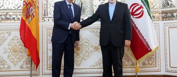 El ministro español de Asuntos Exteriores, José Manuel García-Margallo, y su homólogo iraní, Mohammad Javad Zarif (Archivo) - Sputnik Mundo