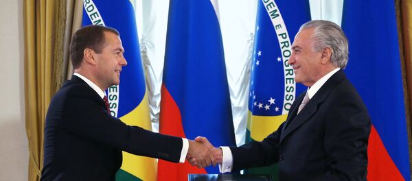 D.Medvedev, primer ministro de Rusia y M. Temer, vicepresidente de Brasil - Sputnik Mundo