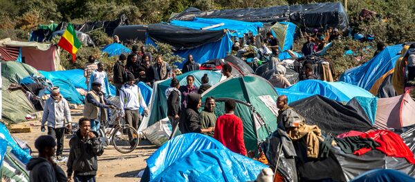 Migrantes están viviendo en lugar llamado Nueva Jungla en Canais, France - Sputnik Mundo
