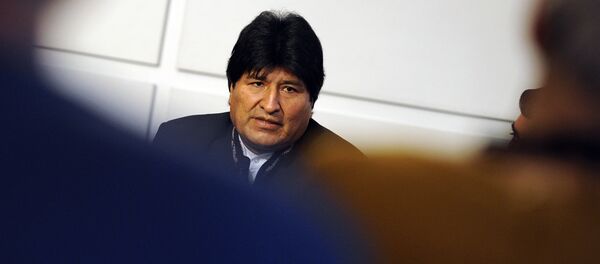 Evo Morales, President of Bolivia, gestures during a press conference on November 3, 2014 in Vienna - Sputnik Mundo
