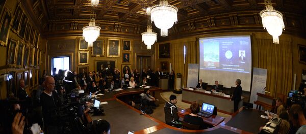 Anunciación de los ganadores del Premio Nobel 2015 en la Real Academia de Ciencias de Suecia, el 6 de octubre, 2015 - Sputnik Mundo