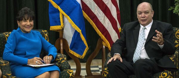 El ministro de Comercio de Cuba, Rodrigo Malmierca, y la ministra de Comercio de EEUU, Penny Pritzker - Sputnik Mundo