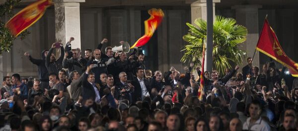 Manifestaciones de protesta en Podgorica, capital de Montenegro Manifestaciones de protesta en Podgorica, capital de Montenegro - Sputnik Mundo