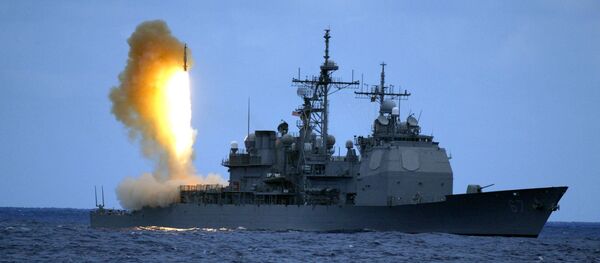 US Navy handout shows a Standard Missile Three (SM-3) being launched from the guided missile cruiser USS Shiloh - Sputnik Mundo