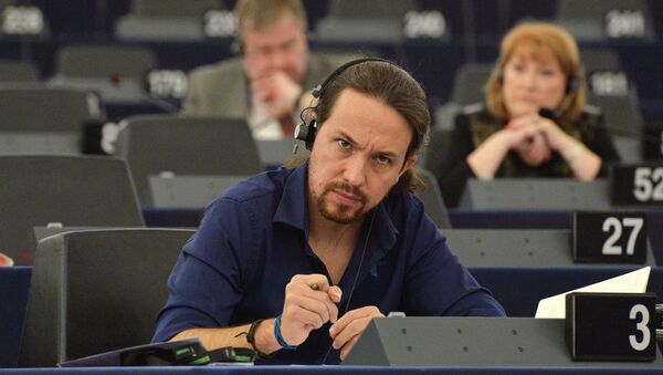 Pablo Iglesias en el Parlamento Europeo, el 27 de octubre, 2015 - Sputnik Mundo