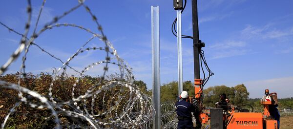 Construcción de una valla fronteriza entre Hungría y Croacia (Archivo) - Sputnik Mundo