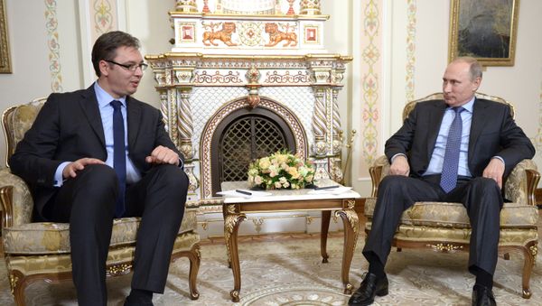 Primer ministro de Serbia, Aleksandar Vucic, y presidente de Rusia, Vladímir Putin (Archivo) Primer ministro de Serbia, Aleksandar Vucic, y presidente de Rusia, Vladímir Putin (Archivo) - Sputnik Mundo