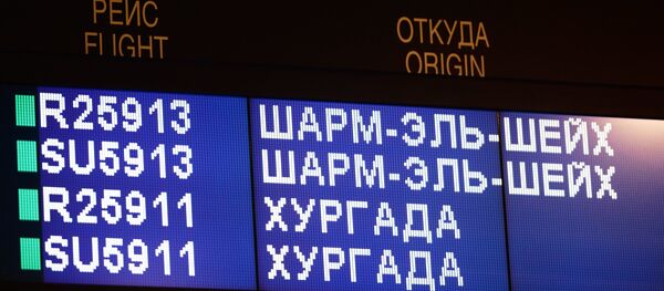 Tablero con la información sobre las llegadas desde Egipto en el aeropuerto Sheremétievo - Sputnik Mundo