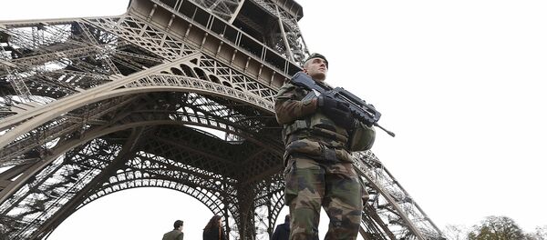 Un policía patrulla los alrededores de la Torre Eiffel - Sputnik Mundo