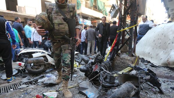 Lugar del atentado en Beirut Lugar del atentado en Beirut - Sputnik Mundo