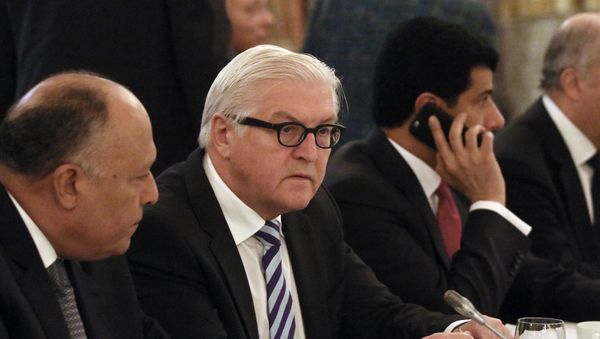 Frank-Walter Steinmeier durante la reunión internacional sobre Siria en Viena Frank-Walter Steinmeier durante la reunión internacional sobre Siria en Viena - Sputnik Mundo