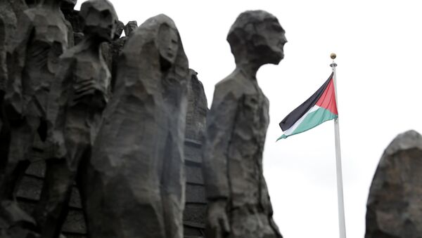 Bandera de Palestina en la sede de ONU - Sputnik Mundo