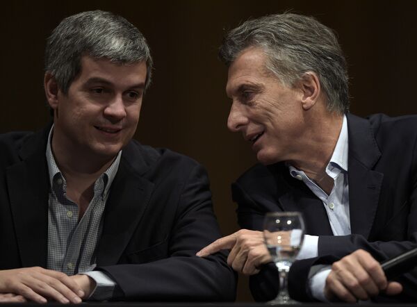 Presidente electo de Argentina, Mauricio Macry y jefe de campaña electoral, Marcos Peña Presidente electo de Argentina, Mauricio Macry y jefe de campaña electoral, Marcos Peña - Sputnik Mundo
