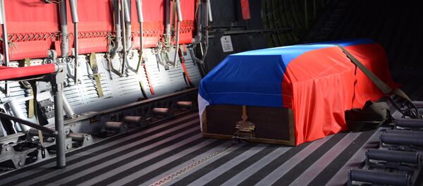 Avión con el cuerpo del piloto Oleg Péshkov - Sputnik Mundo