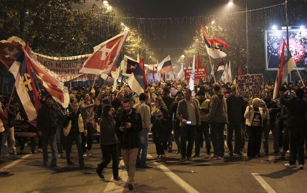 La protesta contra la OTAN en Podgorica - Sputnik Mundo