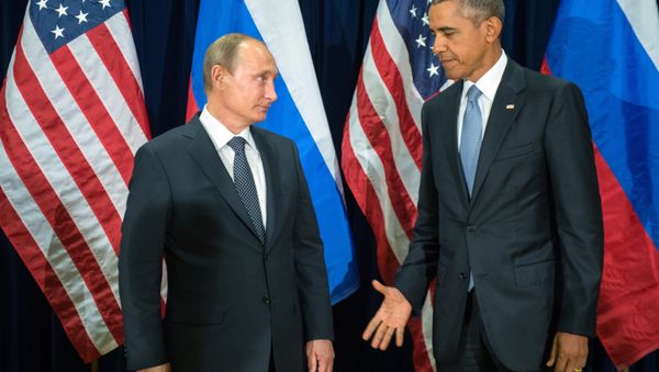 El presidente de Rusia Vladímir Putin y Barack Obama, el presidente de EEUU en la 70 sesión de la Asamblea General de la ONU El presidente de Rusia Vladímir Putin y Barack Obama, el presidente de EEUU en la 70 sesión de la Asamblea General de la ONU - Sputnik Mundo