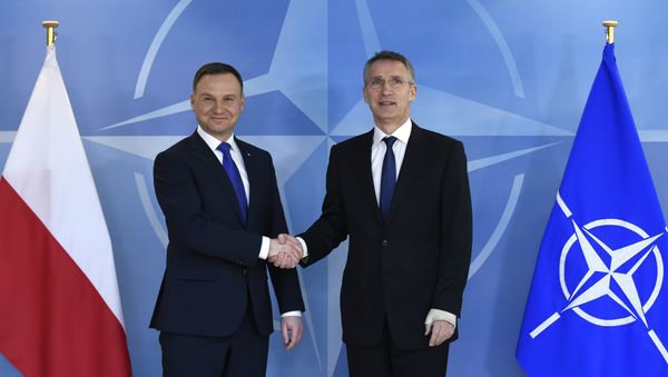 Presidente de Polonia, Andrzej Duda y secretario general de la OTAN, Jens Stoltenber durante una reunión en Bruselas Presidente de Polonia, Andrzej Duda y secretario general de la OTAN, Jens Stoltenber durante una reunión en Bruselas - Sputnik Mundo