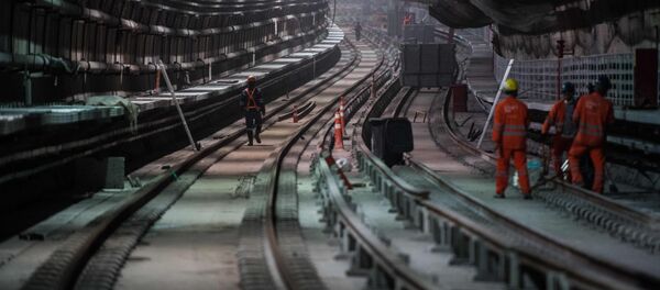 Los constructores de una estación del metro en Rio de Janeiro Los constructores de una estación del metro en Rio de Janeiro - Sputnik Mundo
