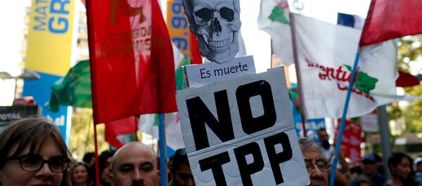 Protesta contra TPP en Chile, 23 de enero de 2016 - Sputnik Mundo