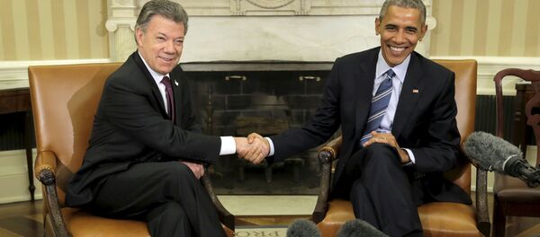 Presidente de Colombia Juan Manuel Santos y presidente de EEUU  Barack Obama - Sputnik Mundo